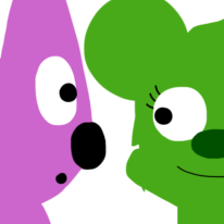 Pink Kitty meets Green Rat